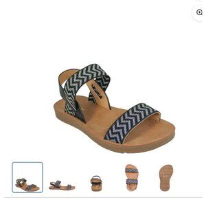 Fifth & Luxe women's zig zag embroidered shimmer flat sandal  NWT